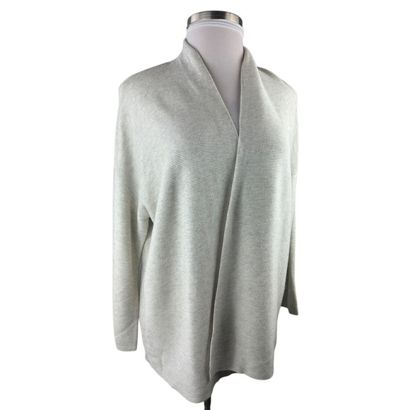 Eileen Fisher Silk & Cashmere Ribbed Open Cardigan Cream No Size Plus Size 2X ? - Picture 8 of 11